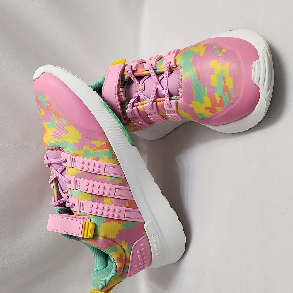 Adidas X LEGO Racer TR21 EL Pink Yellow Velcro Sneakers (Size 6.5 Youth)